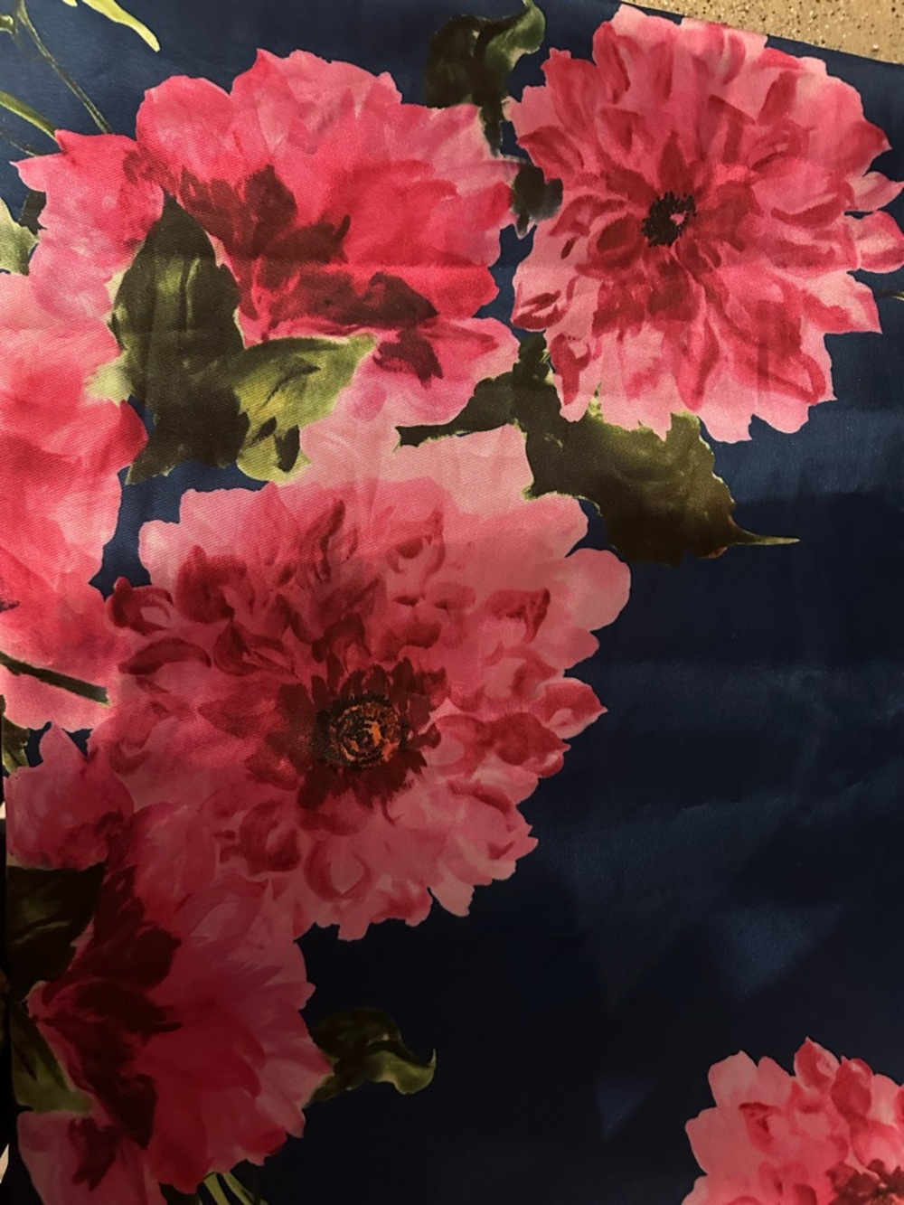 Kay Unger Ina Peony Mikado Cocktail Dress Navy Floral Midi - Picture 9 of 9